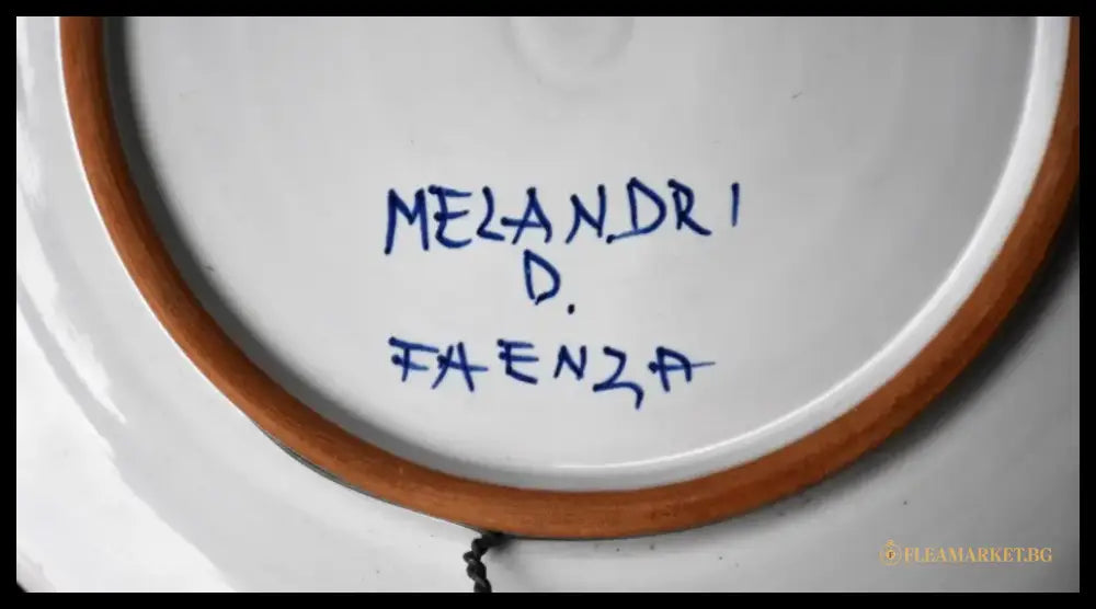 Ръчно рисувана чиния Melandri от Фаенца. Подписана. - antique