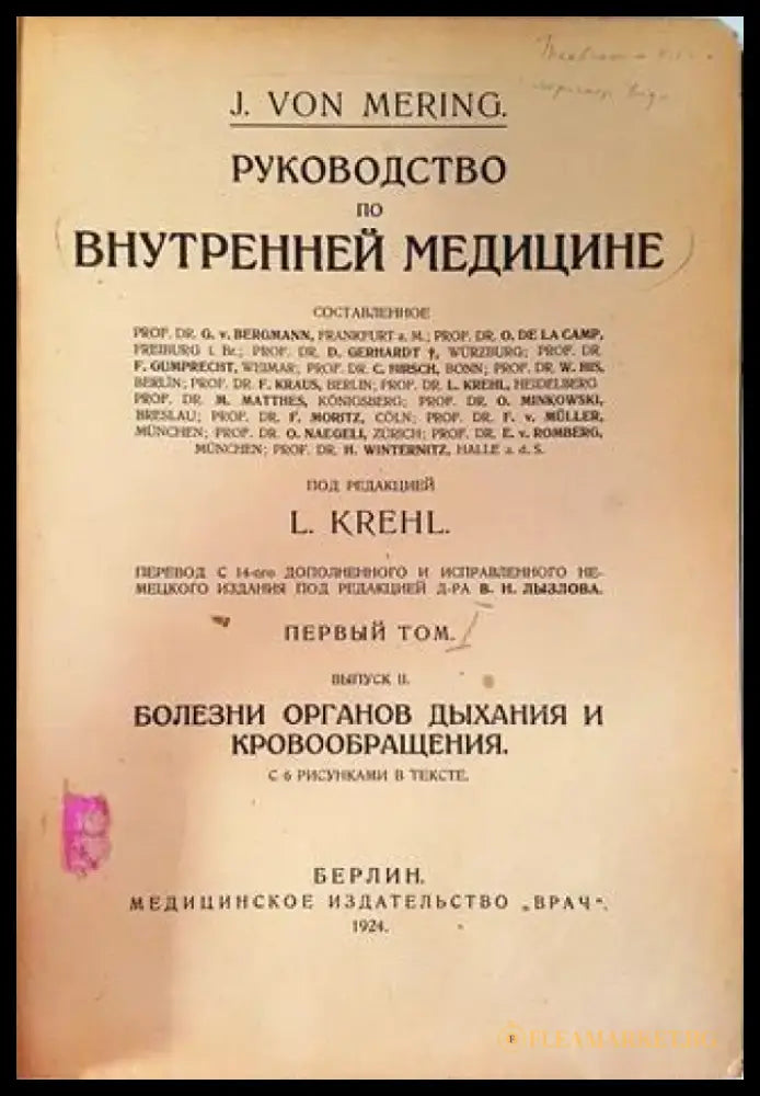 Руководство по внутренней медицине. Томъ 1 - J. Von Mering / L. Krehl (1052) - Книга