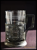 Съветски посребрен филигранен подстаканник с оригинална чаша - antique