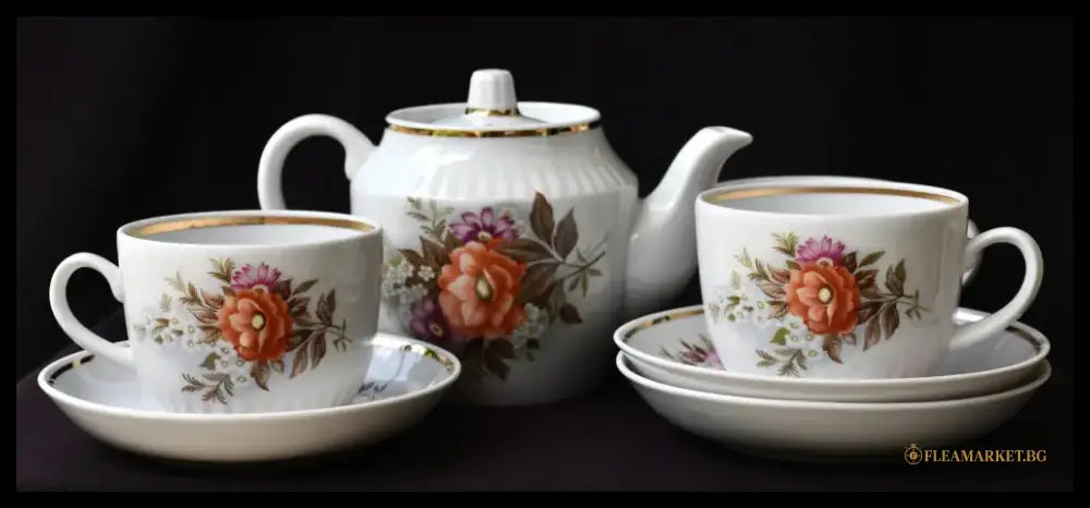Съветски винтидж сервиз за чай - ’Dmitrovsky porcelain - Verbilki’ - antique