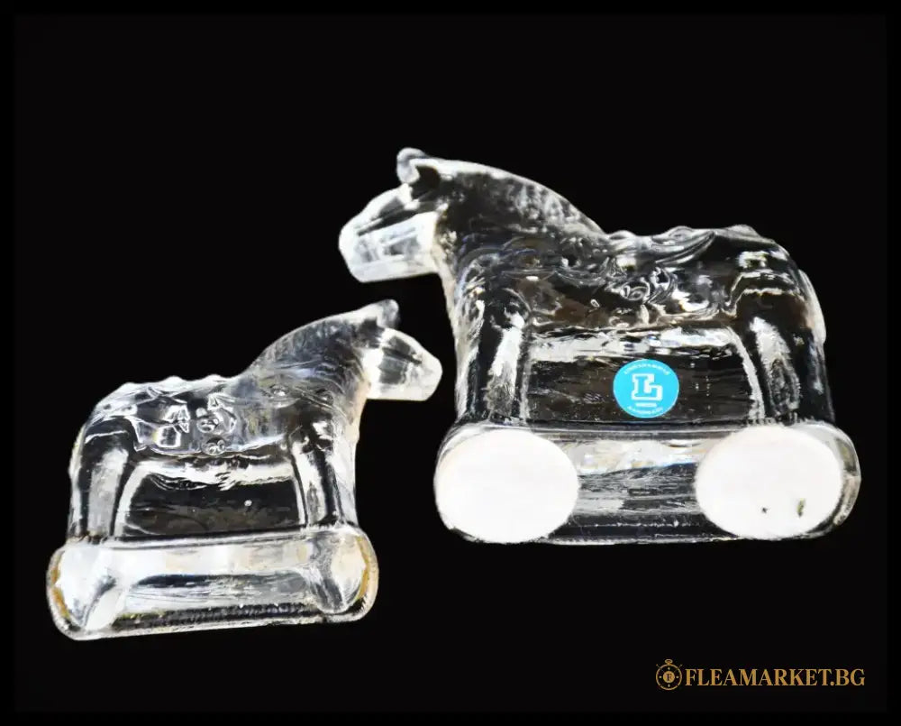 Сет от две стъклени скулптури на конете Дала - Швеция. Винтидж. - antique