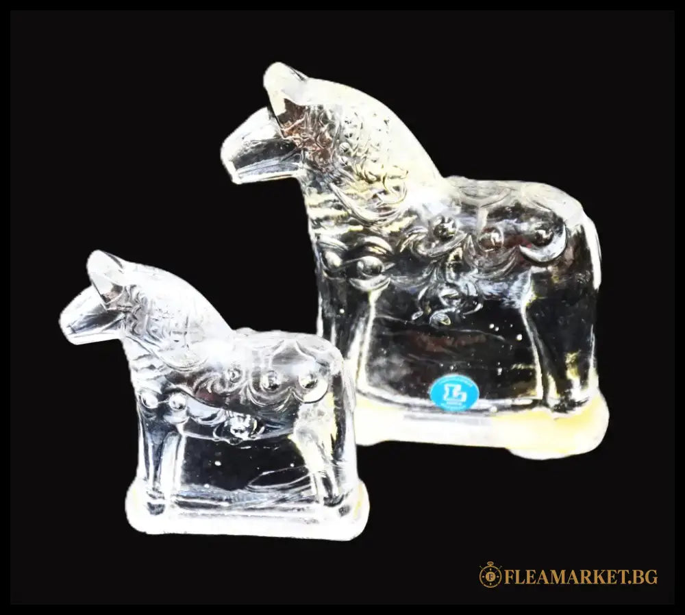 Сет от две стъклени скулптури на конете Дала - Швеция. Винтидж. - antique