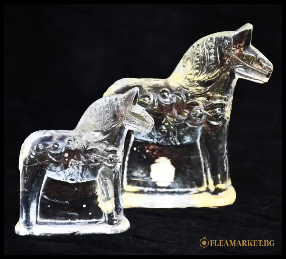 Сет от две стъклени скулптури на конете Дала - Швеция. Винтидж. - antique