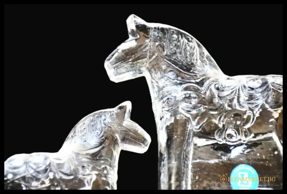 Сет от две стъклени скулптури на конете Дала - Швеция. Винтидж. - antique