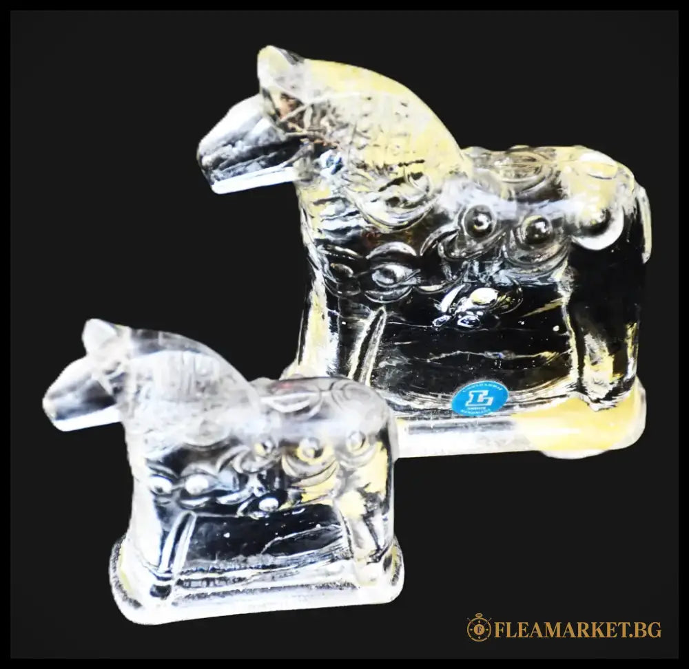 Сет от две стъклени скулптури на конете Дала - Швеция. Винтидж. - antique