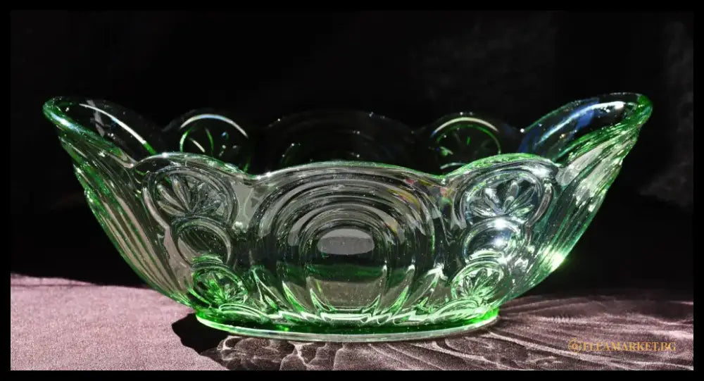 Стъклена фруктиера тип ’гондола’. Арт Деко. 30-те. - antique