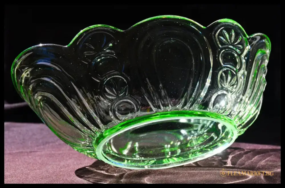 Стъклена фруктиера тип ’гондола’. Арт Деко. 30-те. - antique