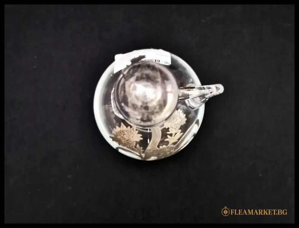 Стъклена гарафа с метален обков - antique