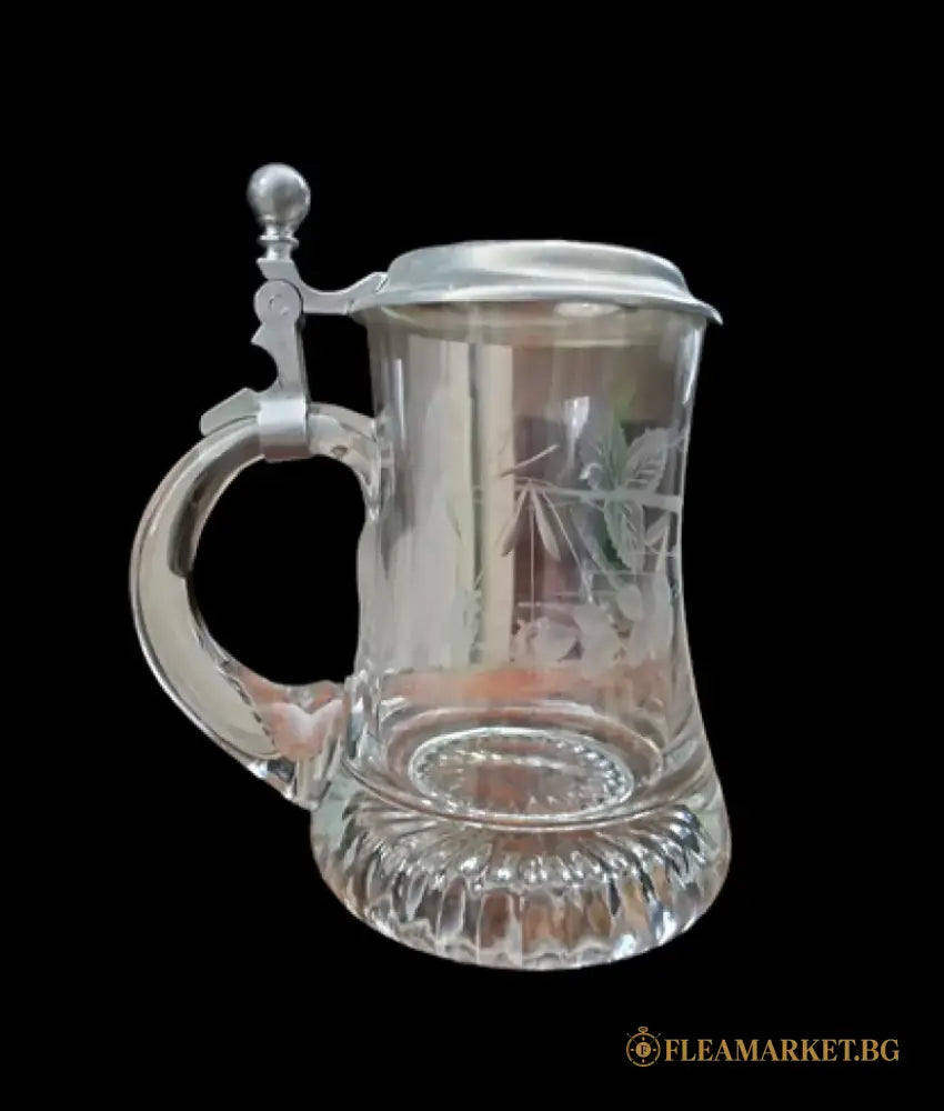Стъклена халба с капак,вместимост 0,5L - antique