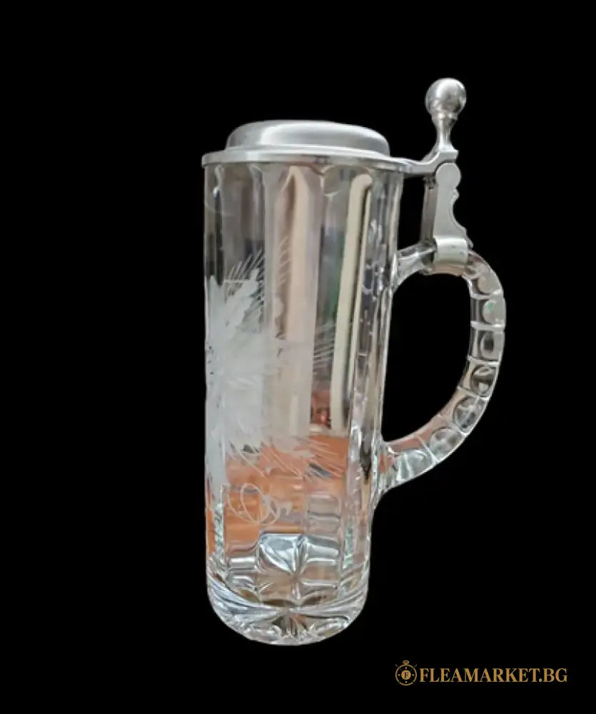 Стъклена халба с капак,вместимост 0,5L - antique