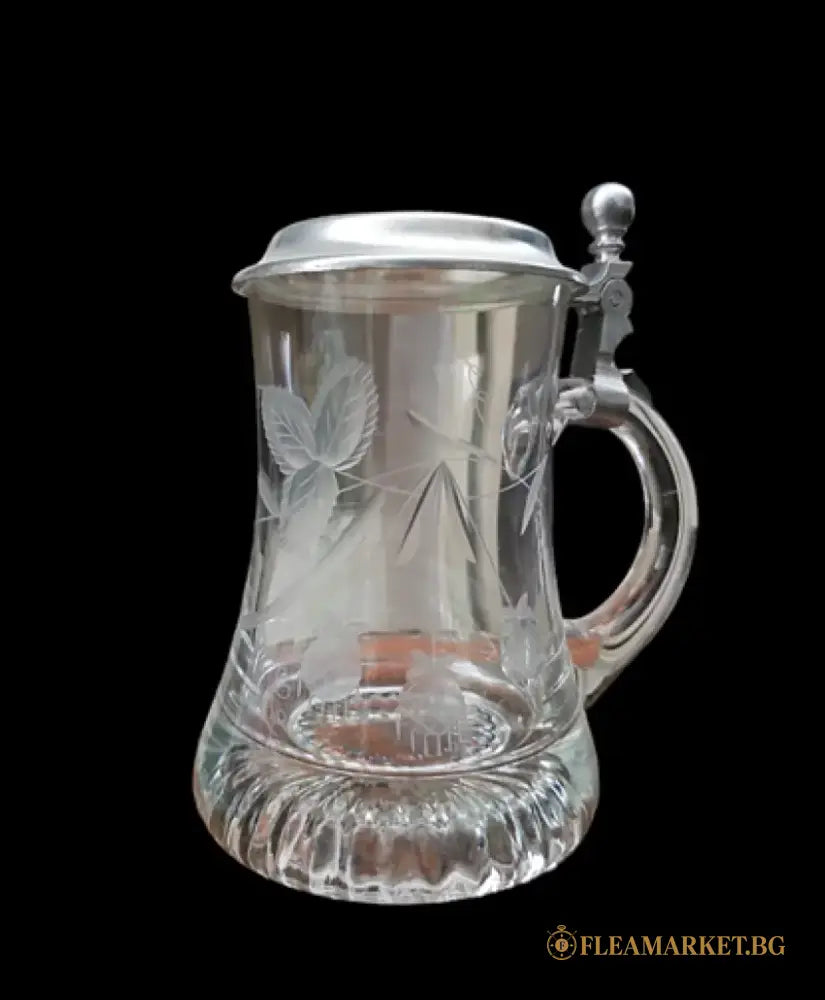 Стъклена халба с капак,вместимост 250mL - antique