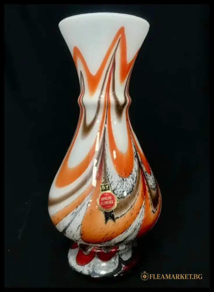 Стъклена ваза Opaline Florence Empoli Italy - antique