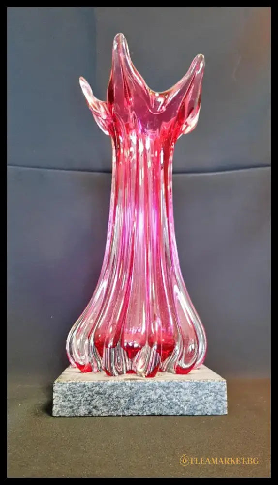 Стъклена ваза с мраморен постамент Murano - antique