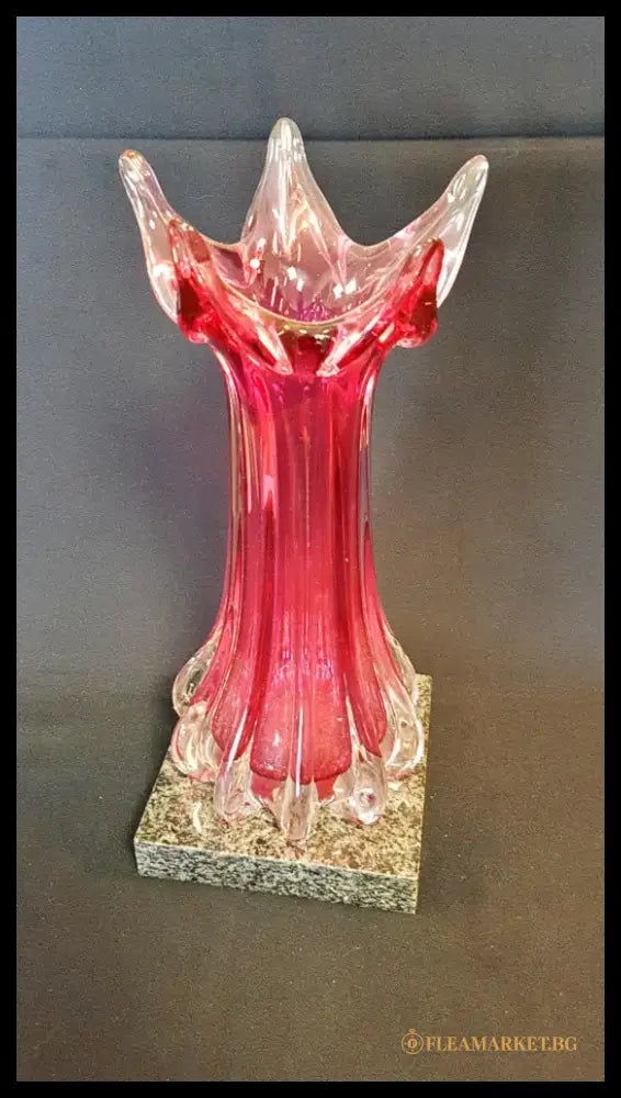 Стъклена ваза с мраморен постамент Murano - antique