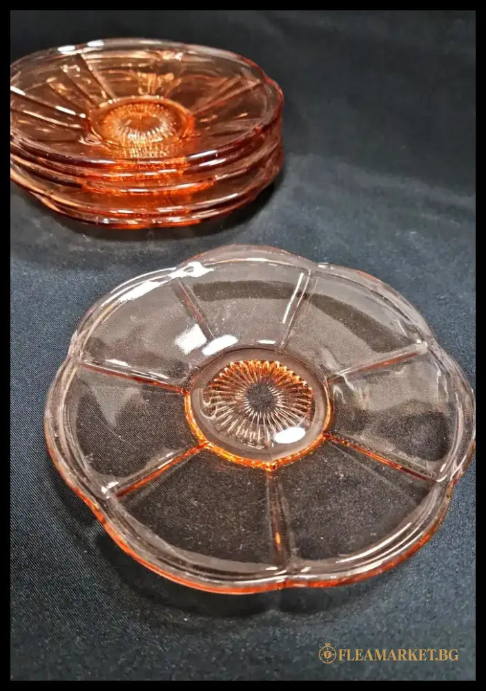 Стъклени десертни чинийки - на брой - antique
