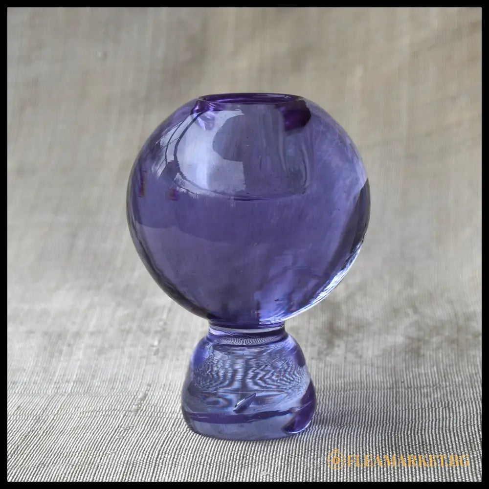 Свещник неодимиево стъкло Милослав Клингер Zelezny Brod Glasswork Чехословакия 1960-те (092207261411) - Стъклен свещник