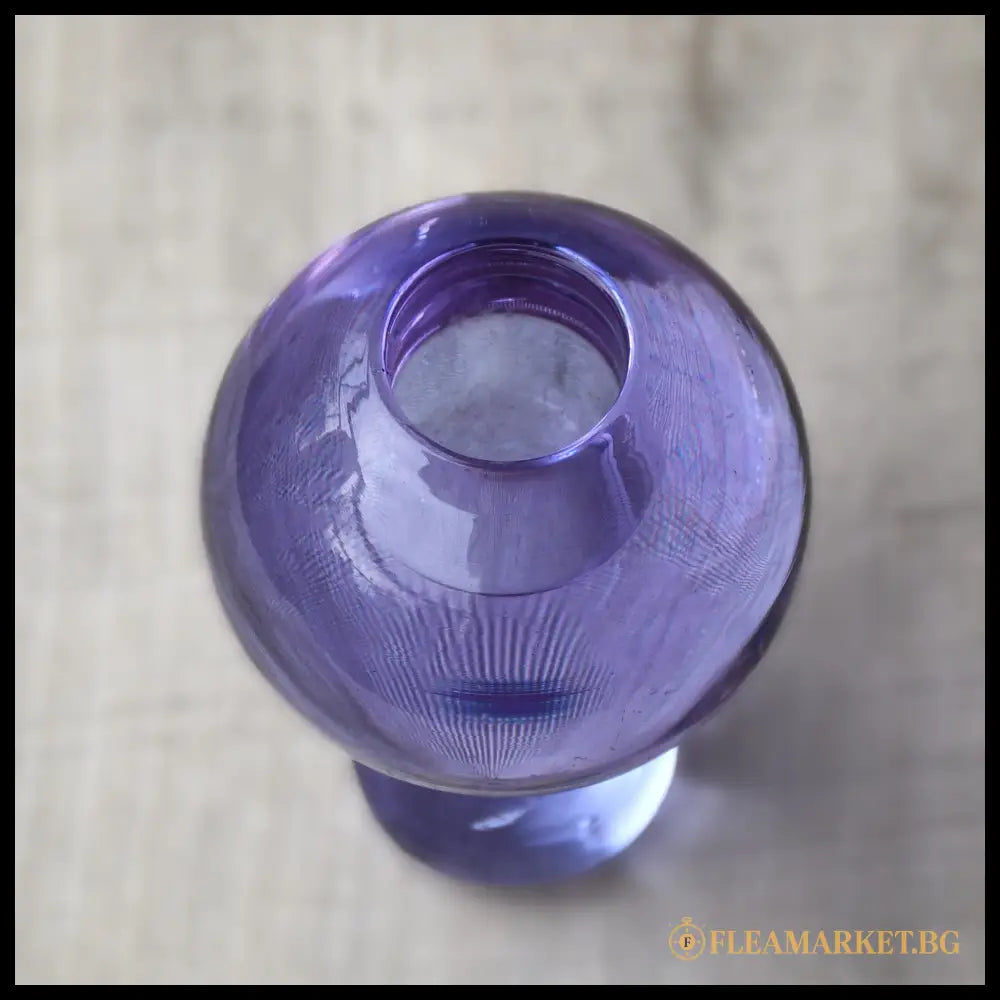 Свещник неодимиево стъкло Милослав Клингер Zelezny Brod Glasswork Чехословакия 1960-те (092207261411) - Стъклен свещник
