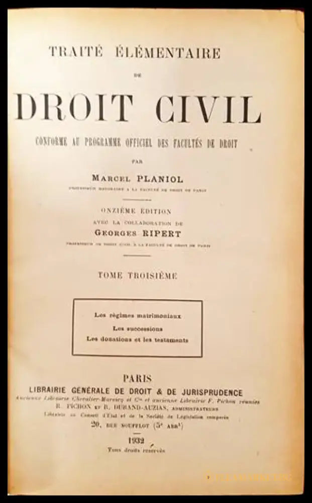 Traité Élémentaire de Droit Civil. Tome 2-3 (1098) - Книга