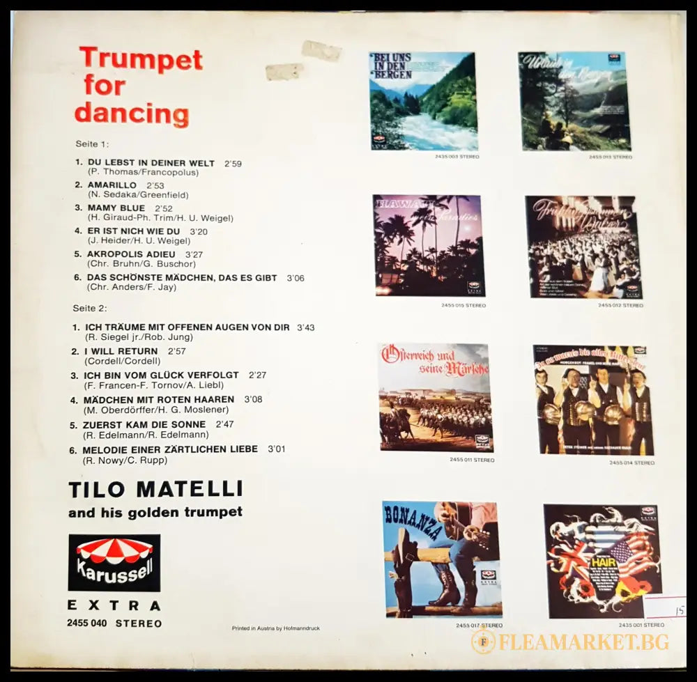 Trumpet for Dancing – Tilo Matelli, задна корица