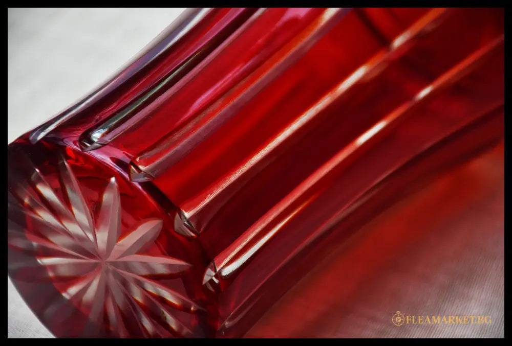 Ваза Бохемия двуслоен кристал Ruby-to-Clear Чехословакия 1960-те (092107261750) - Антикварен предмет