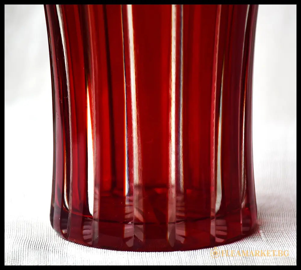 Ваза Бохемия двуслоен кристал Ruby-to-Clear Чехословакия 1960-те (092107261750) - Антикварен предмет