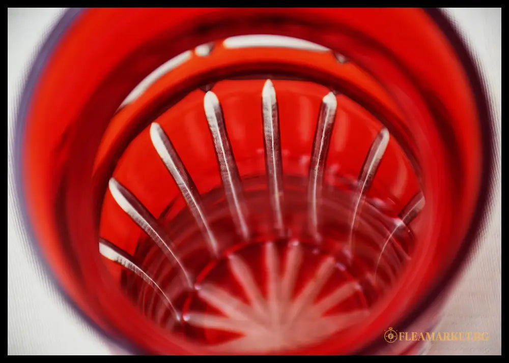 Ваза Бохемия двуслоен кристал Ruby-to-Clear Чехословакия 1960-те (092107261750) - Антикварен предмет