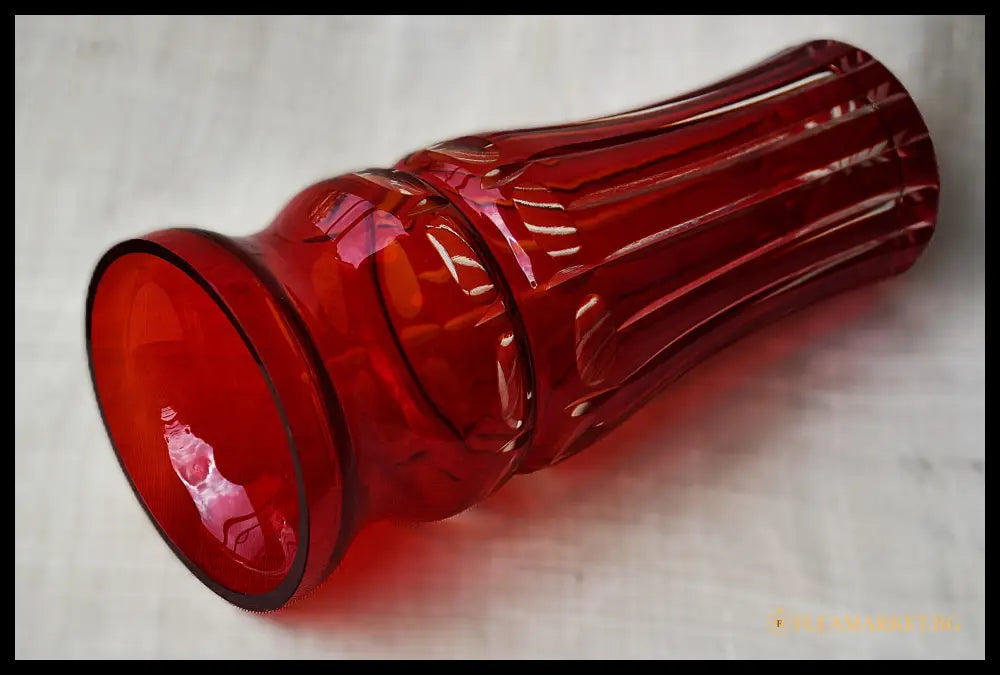 Ваза Бохемия двуслоен кристал Ruby-to-Clear Чехословакия 1960-те (092107261750) - Антикварен предмет