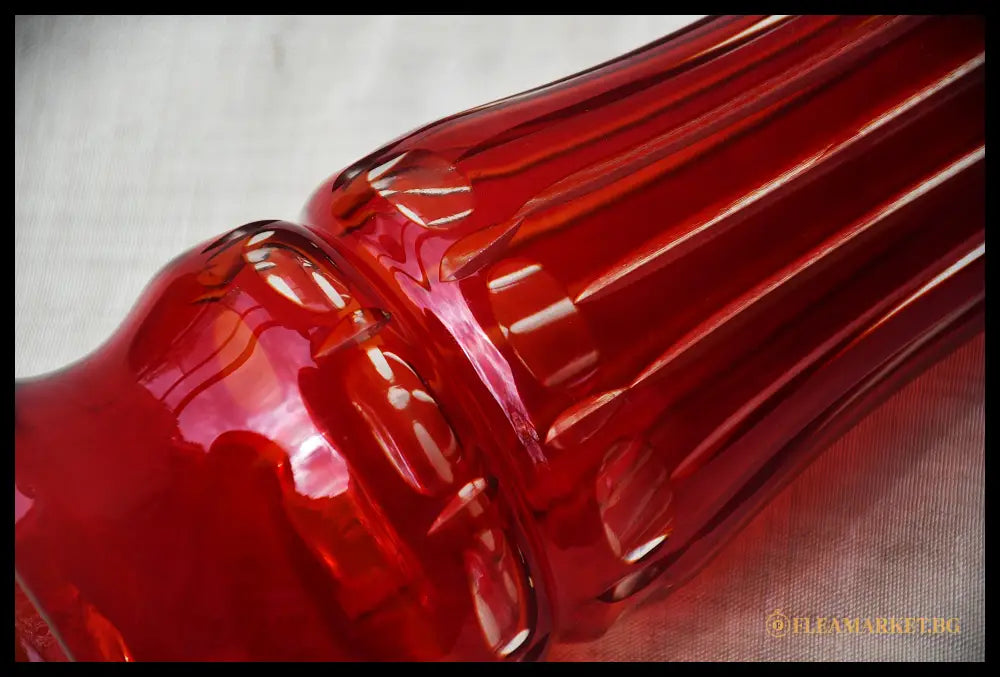 Ваза Бохемия двуслоен кристал Ruby-to-Clear Чехословакия 1960-те (092107261750) - Антикварен предмет