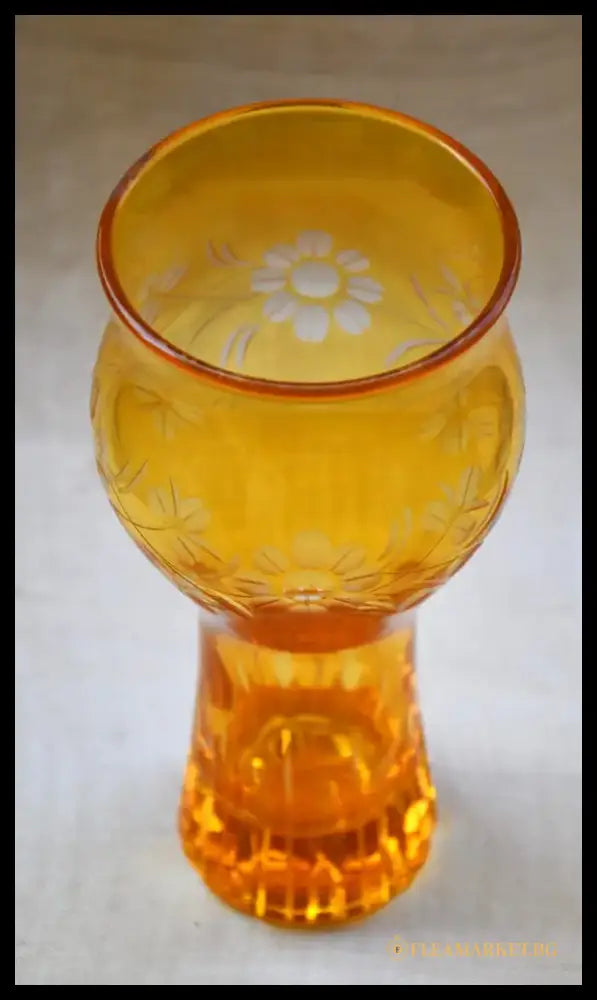 Ваза двуслоен кристал с ръчно гравиране - antique
