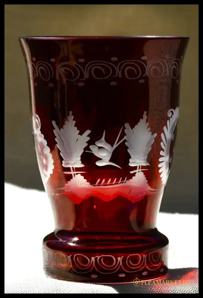 Vintage чаша Egermann - Двуслоен кристал - antique