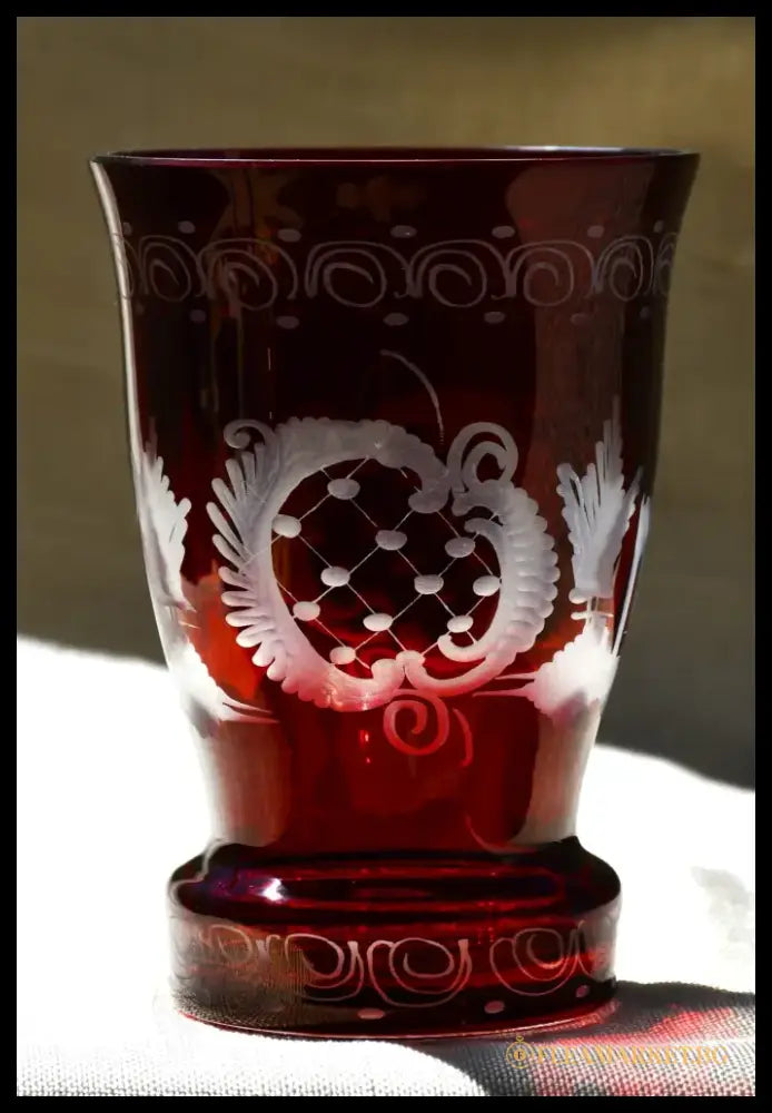 Vintage чаша Egermann - Двуслоен кристал - antique
