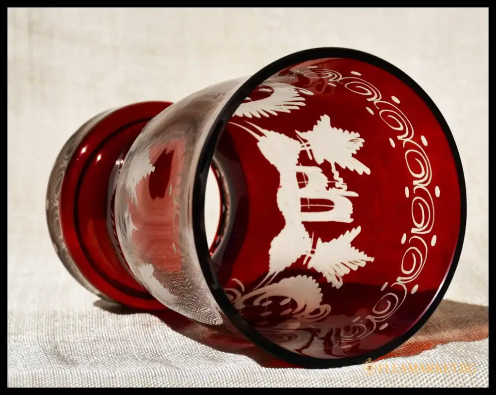 Vintage чаша Egermann - Двуслоен кристал - antique