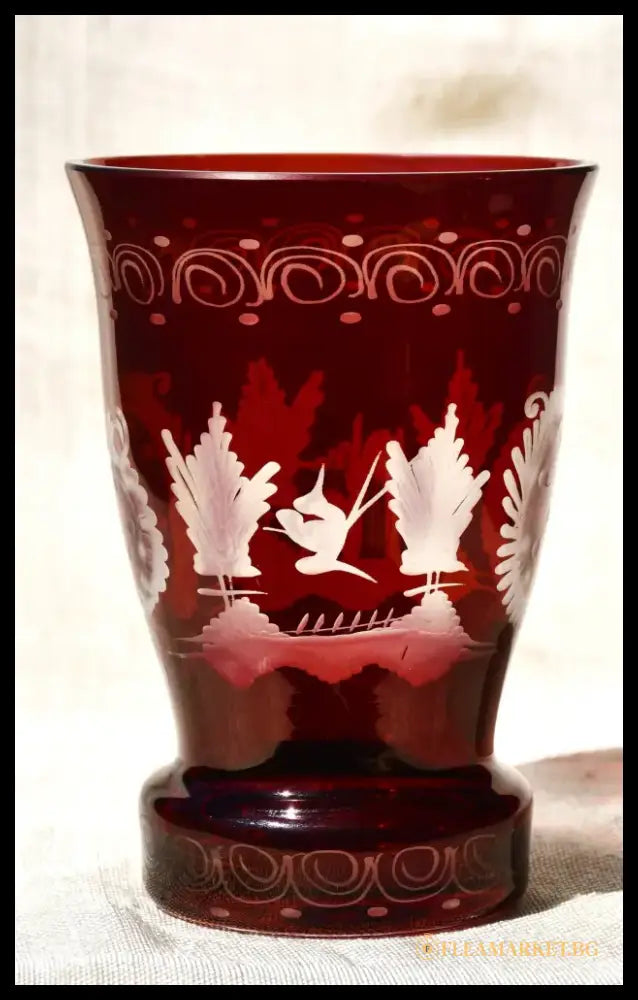 Vintage чаша Egermann - Двуслоен кристал - antique