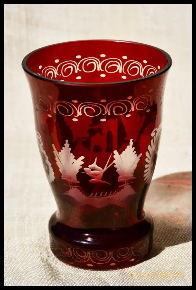 Vintage чаша Egermann - Двуслоен кристал - antique