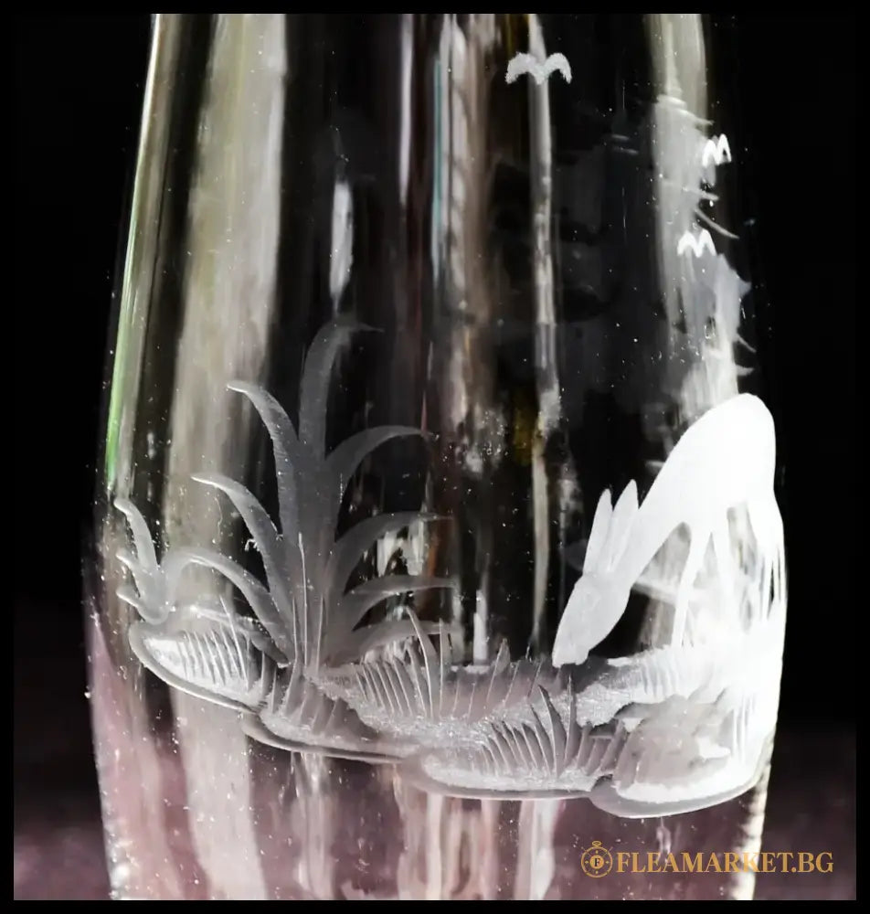 Vintage ваза ’Egermann’ - Bohemia. Ръчно гравирана. - antique
