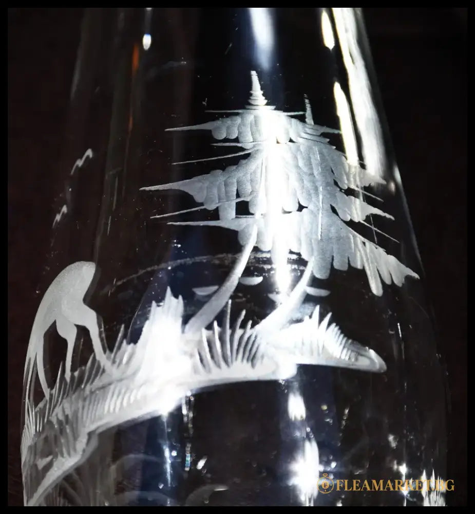Vintage ваза ’Egermann’ - Bohemia. Ръчно гравирана. - antique