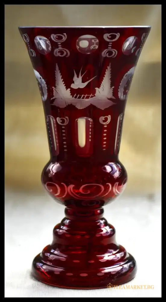 Vintage ваза Egermann - двуслоен кристал - antique