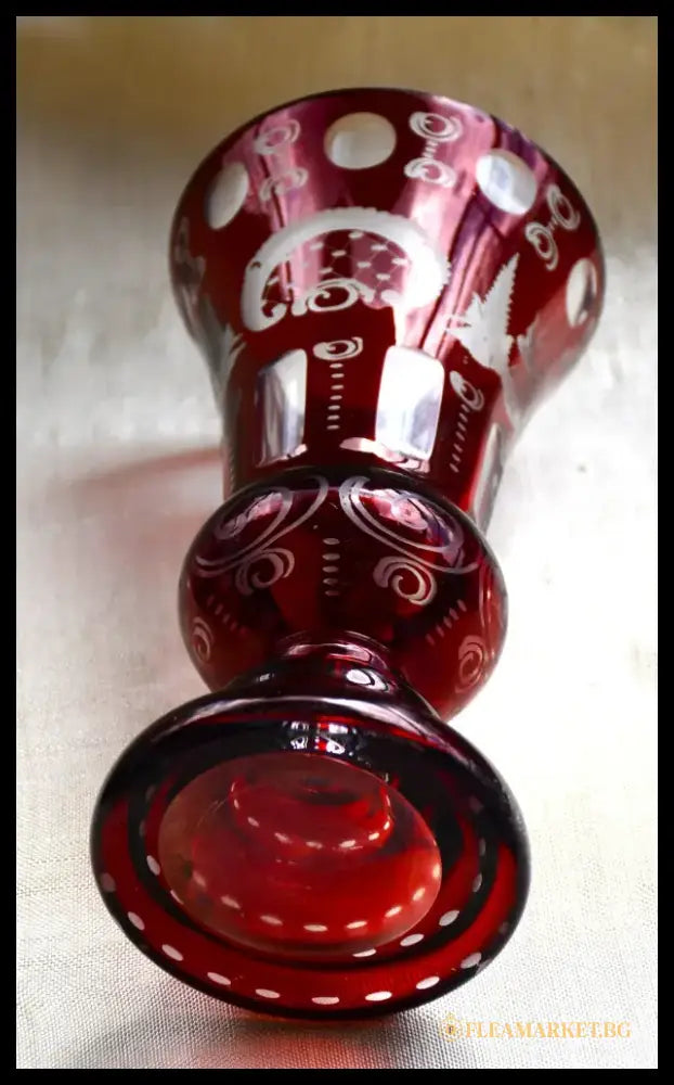 Vintage ваза Egermann - двуслоен кристал - antique