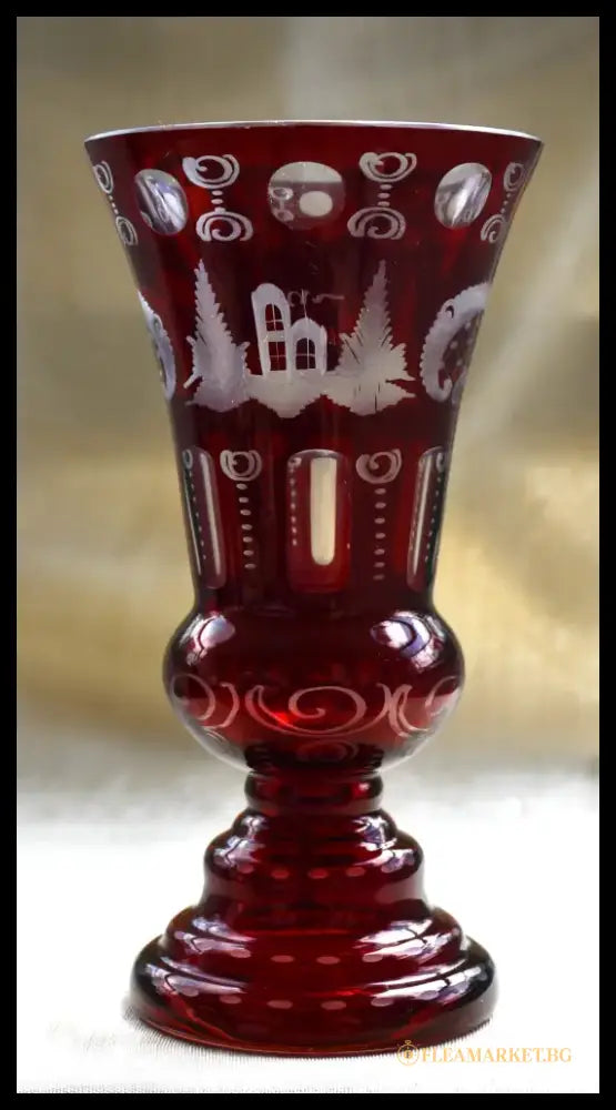 Vintage ваза Egermann - двуслоен кристал - antique