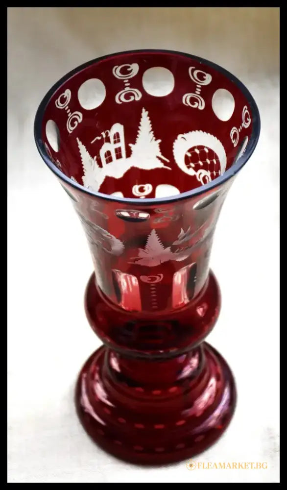 Vintage ваза Egermann - двуслоен кристал - antique