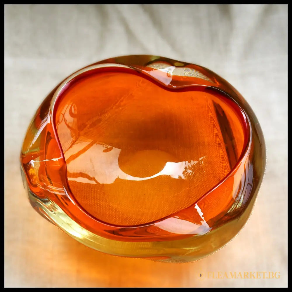 Винтидж пепелник Murano сомерсо техника амбър 60-те год. (090608261726) - Стъкло