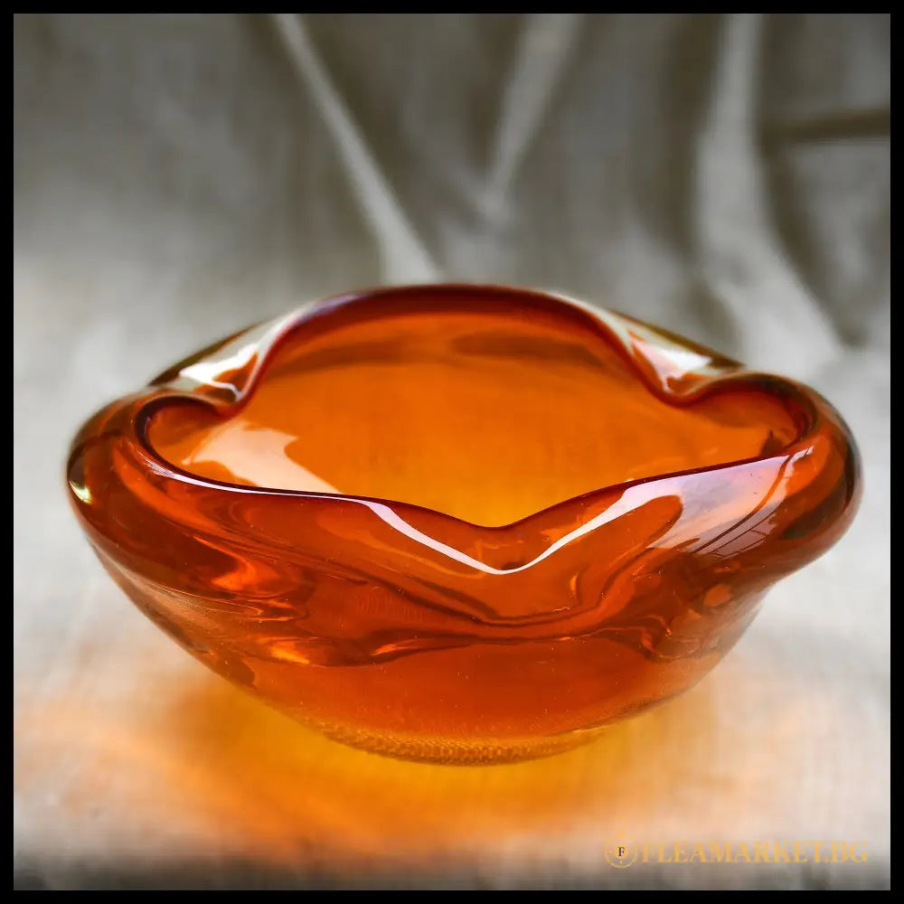 Винтидж пепелник Murano сомерсо техника амбър 60-те год. (090608261726) - Стъкло