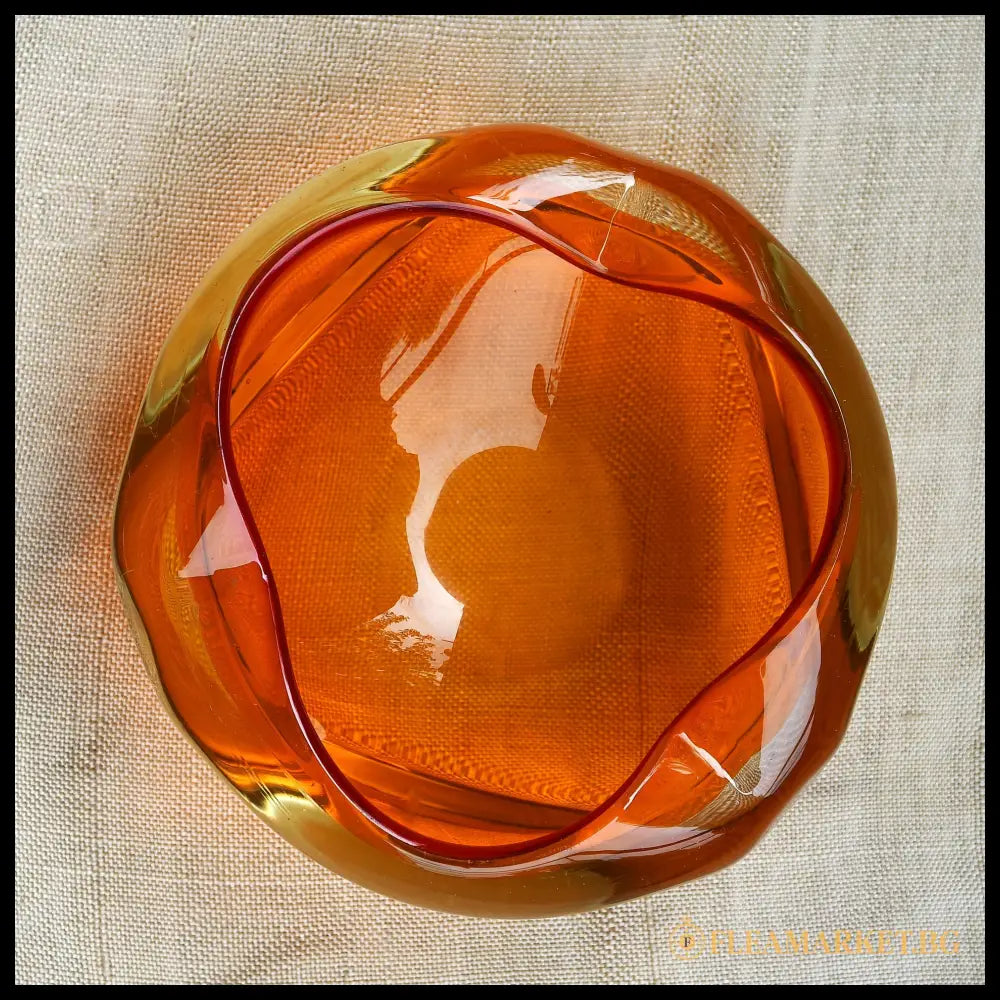Винтидж пепелник Murano сомерсо техника амбър 60-те год. (090608261726) - Стъкло