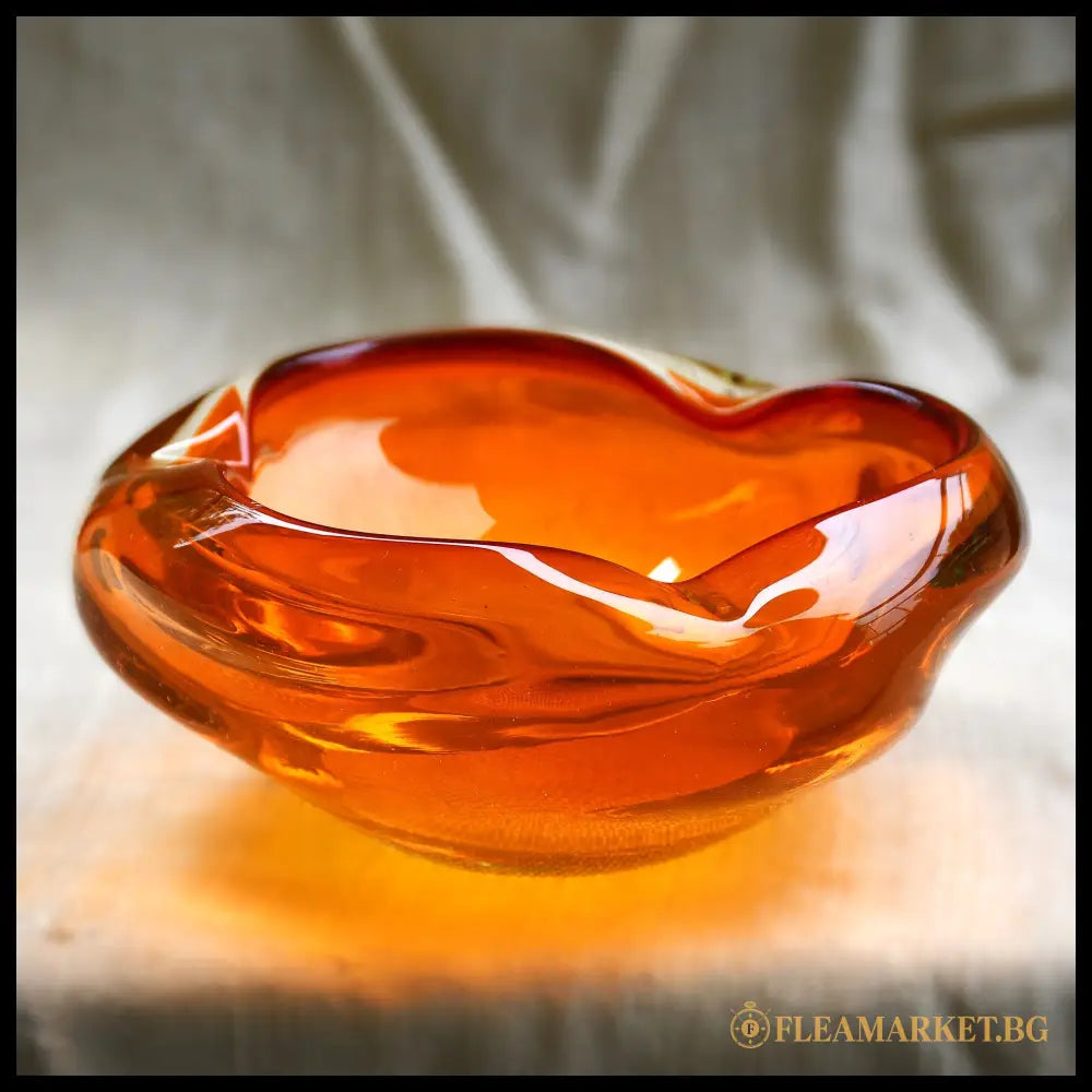 Винтидж пепелник Murano сомерсо техника амбър 60-те год. (090608261726) - Стъкло