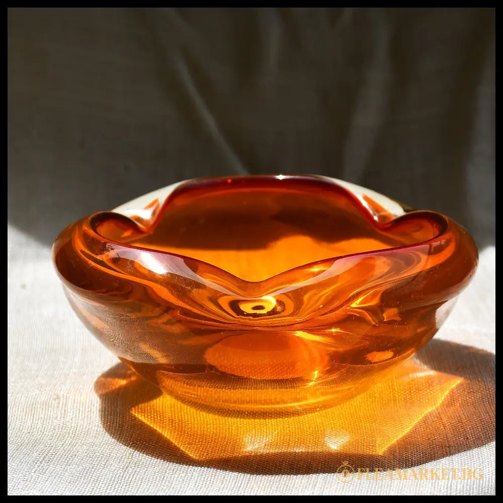 Винтидж пепелник Murano сомерсо техника амбър 60-те год. (090608261726) - Стъкло