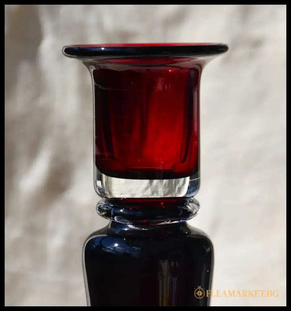 Винтидж полски art-glass свещник - antique