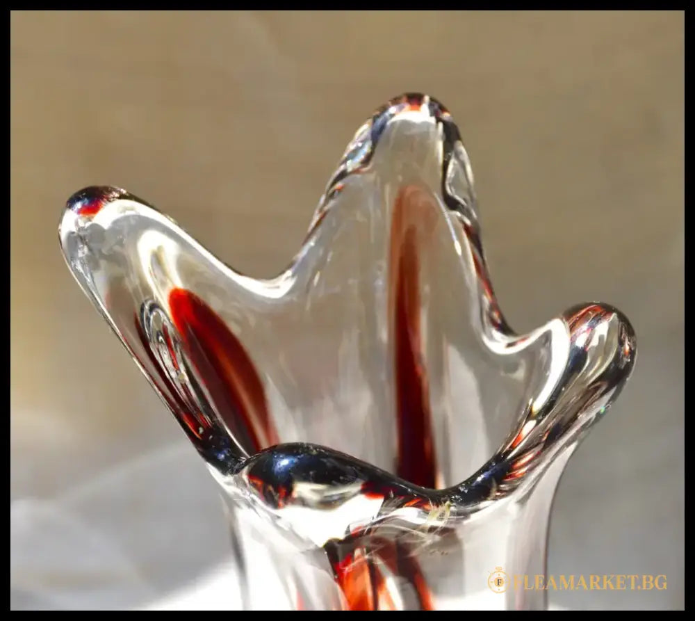 Винтидж ваза ръчно стъкло - Lux Glass Austria - antique