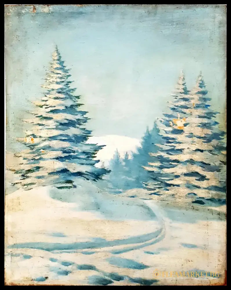Зимен планински пейзаж, масло от неизвестен автор (1178) - Картина