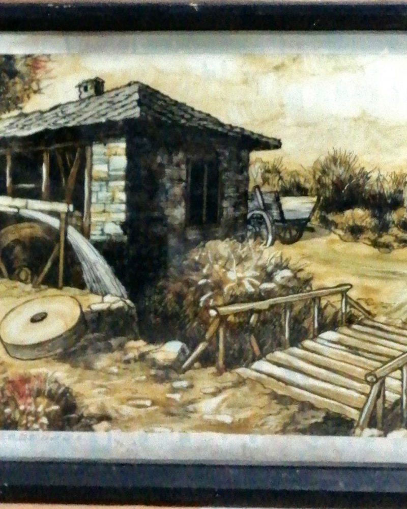 Картина върху картон с рамка, акварел