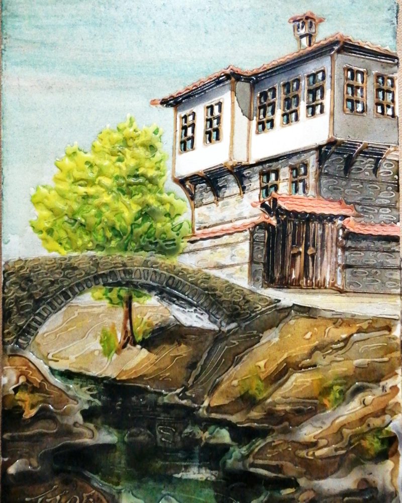 Картина върху картон смесена техника, Коприщивца, Б. Михайлов
